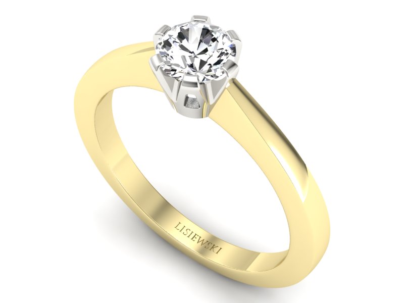 Pierścionek z brylantem z żółtego i białego złota - p16783zb - 3