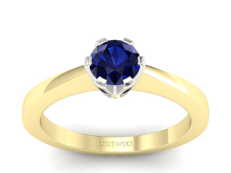 Pierścionek z szafirem żółte i białe złoto 585 - p16783zbsz - 1