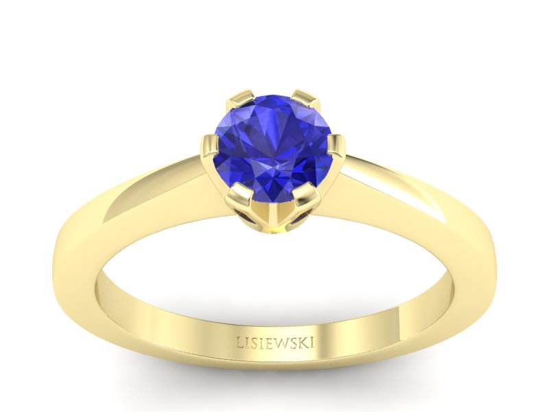 Złoty Pierścionek z szafirem żółte złoto szafir - p16783zszc - 1