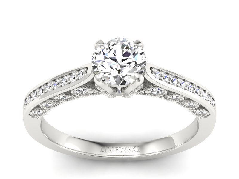 Złoty Pierścionek z brylantami białe złoto 585 - p16812b - 1