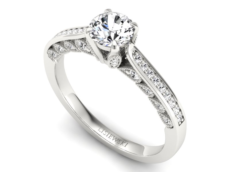 Złoty Pierścionek z brylantami białe złoto 585 - p16812b - 3