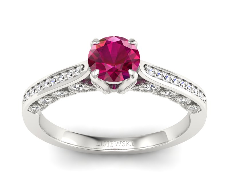 Pierścionek z rubinami i brylantami białe złoto - p16812br - 1