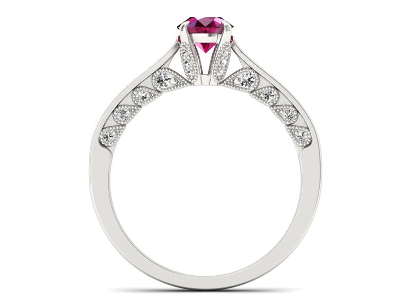 Pierścionek z rubinami i brylantami białe złoto - p16812br - 2