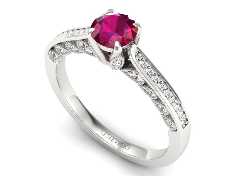 Pierścionek z rubinami i brylantami białe złoto - p16812br - 3