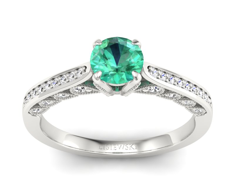 Złoty Pierścionek ze szmaragdem i brylantami - p16812bsm - 1