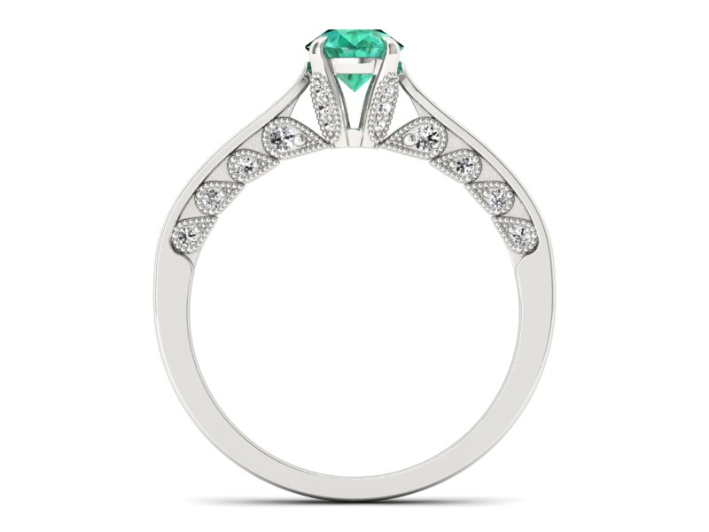 Złoty Pierścionek ze szmaragdem i brylantami - p16812bsm - 2