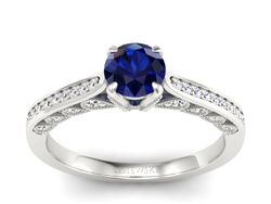 Pierścionek z szafirem i brylantami złoto 585 - p16812bsz