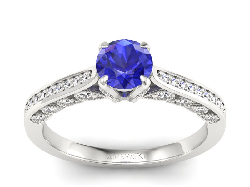 Pierścionek z szafirem i brylantami złoto 585 - p16812bszc - 1