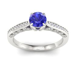 Pierścionek z szafirem i brylantami złoto 585 - p16812bszc