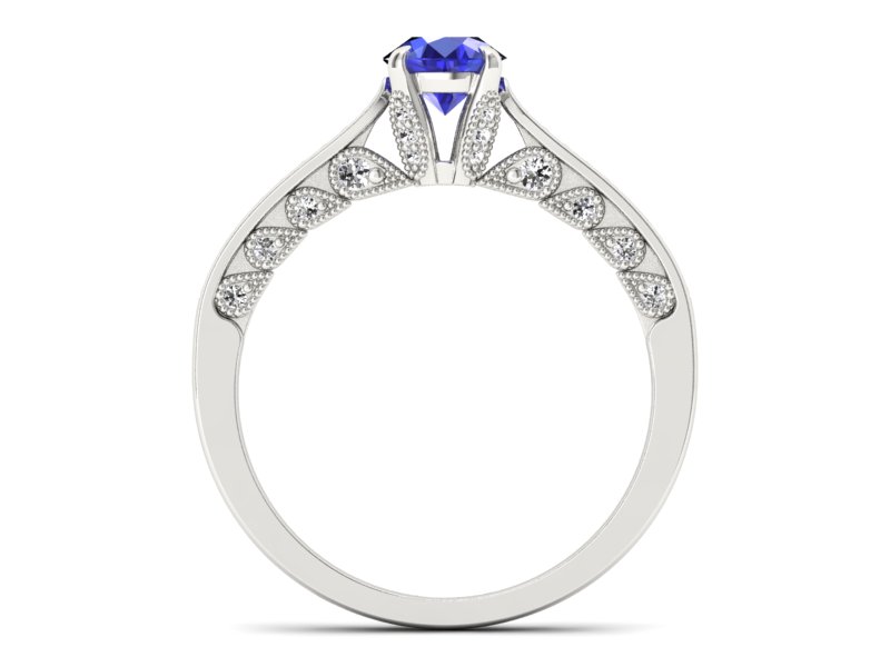 Pierścionek z szafirem i brylantami złoto 585 - p16812bszc - 2