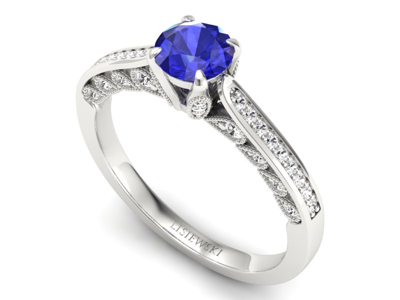 Pierścionek z szafirem i brylantami złoto 585 - p16812bszc - 3