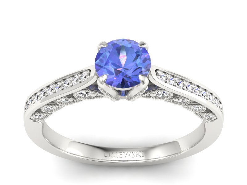 Pierścionek z tanzanitem białe złoto i brylantami - p16812bt - 1