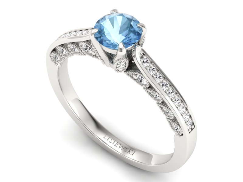 Złoty Pierścionek z topazem i brylantami 585 - p16812btp - 3