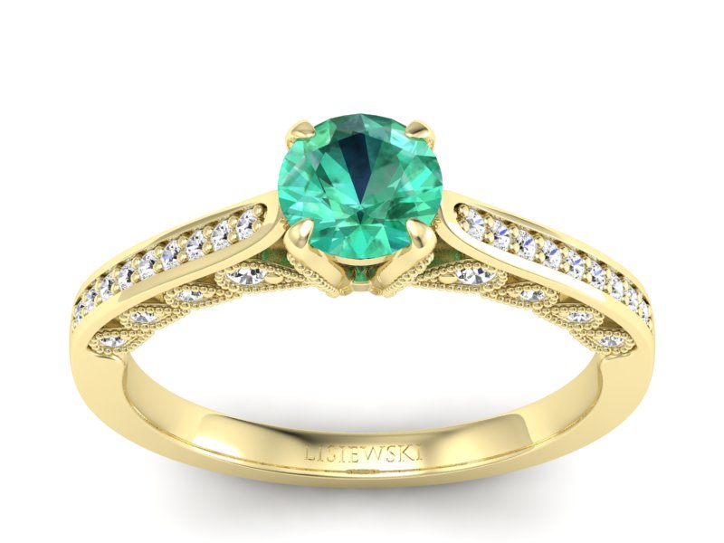 Złoty Pierścionek ze szmaragdem i brylantami - p16812zsm - 1