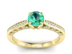 Złoty Pierścionek ze szmaragdem i brylantami - p16812zsm