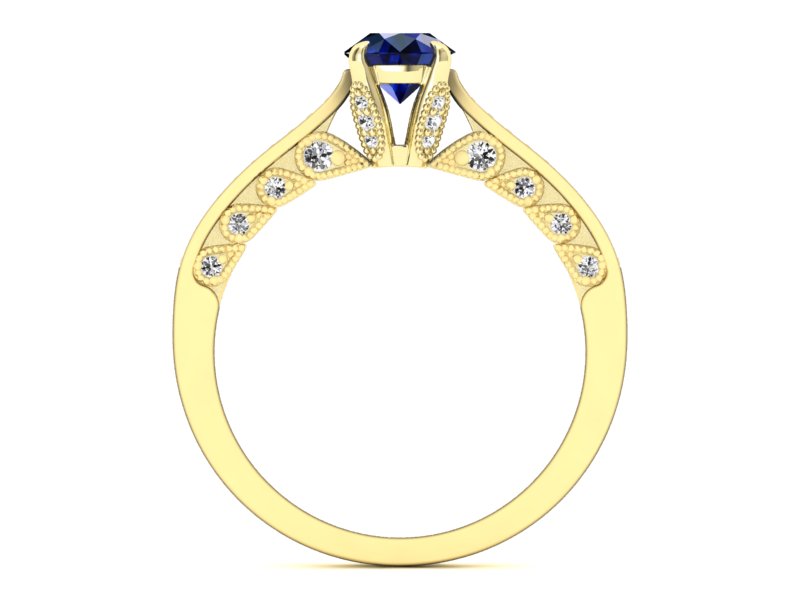 Pierścionek z szafirem i brylantami żółte złoto - p16812zsz - 2