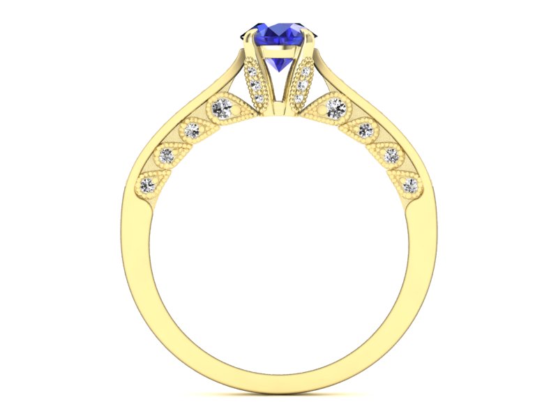 Pierścionek z szafirem i brylantami żółte złoto - p16812zszc - 2
