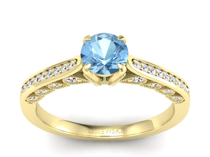 Pierścionek z topazem i brylantami żółte złoto - p16812ztp - 1