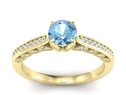 Pierścionek z topazem i brylantami żółte złoto - p16812ztp