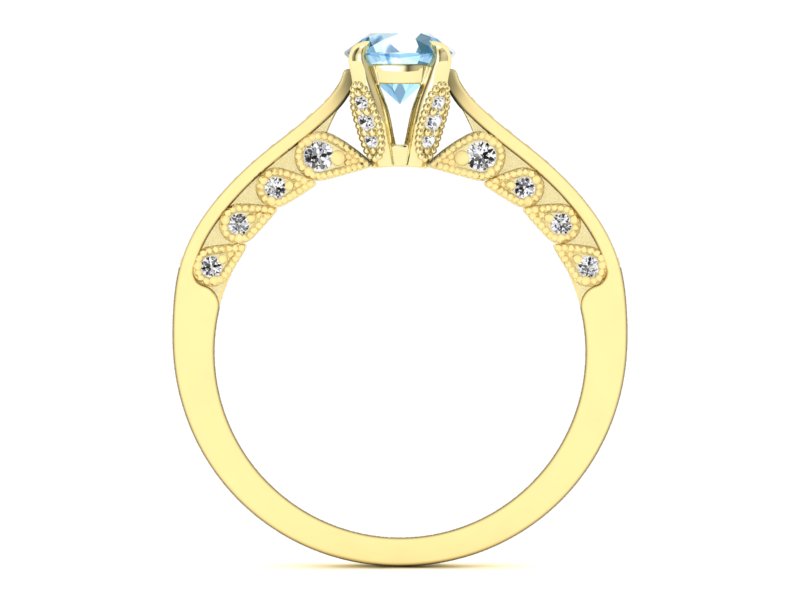 Pierścionek z topazem i brylantami żółte złoto - p16812ztp - 2