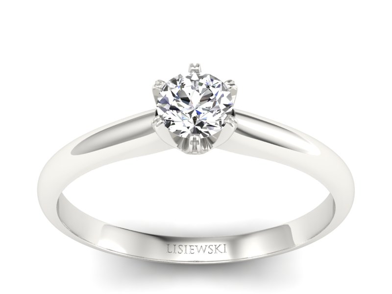 Złoty pierścionek z brylantem białe złoto - P16822b - 1