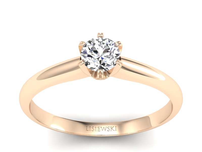 Złoty pierścionek z brylantem różowe złoto - P16822c - 1