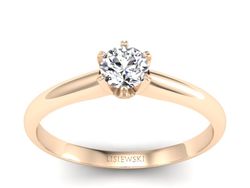 Złoty pierścionek z brylantem różowe złoto - P16822c