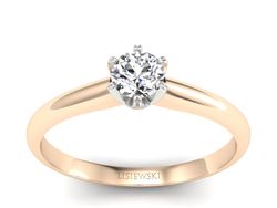 Pierścionek z brylantem różowe i białe złoto - P16822cb