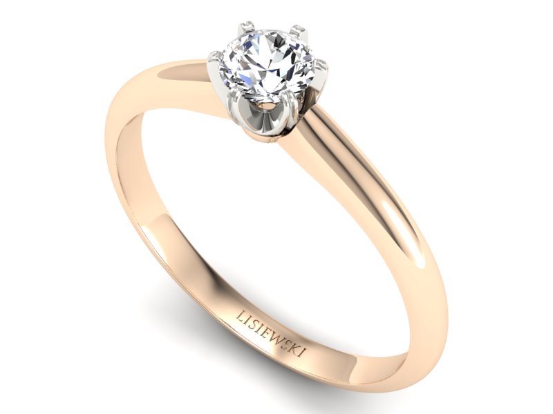 Pierścionek z brylantem różowe i białe złoto - P16822cb - 3