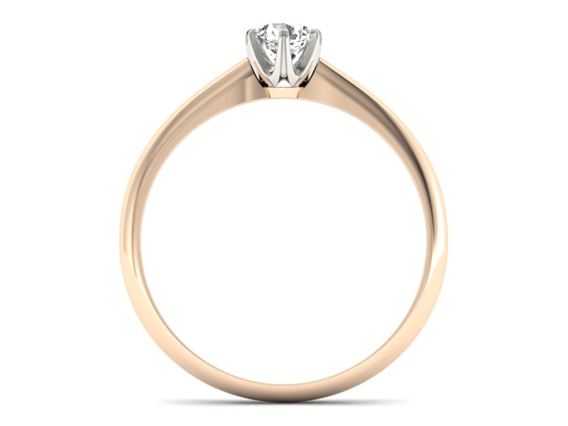 Pierścionek z brylantem różowe i białe złoto - P16822cb - 2