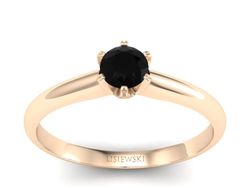 Pierścionek z czarnym diamentem różowe złoto - p16822ccd