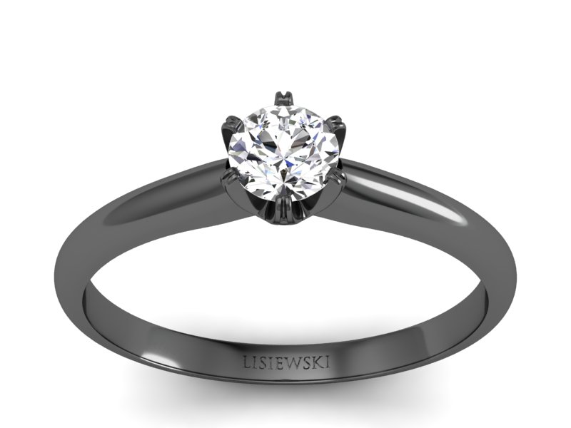 Złoty pierścionek z diamentem czarne złoto - p16822cz - 1