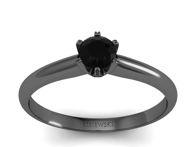 Pierścionek z czarnym diamentem czarne złoto - p16822czcd - 1