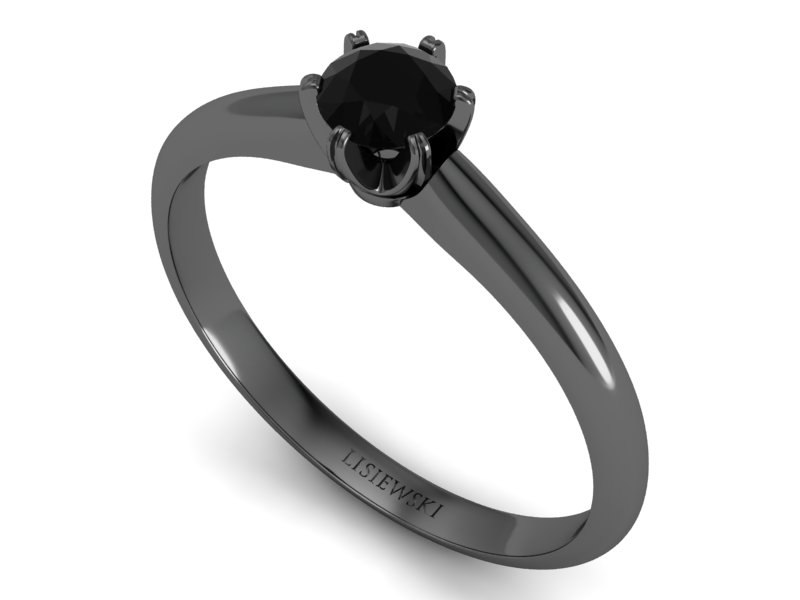 Pierścionek z czarnym diamentem czarne złoto - p16822czcd - 3