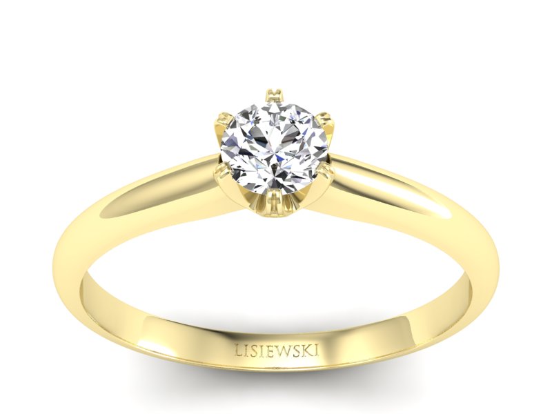 Złoty pierścionek z brylantem żółte złoto - P16822z - 1