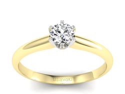 Pierścionek z brylantem z żółtego i białego złota - P16822zb