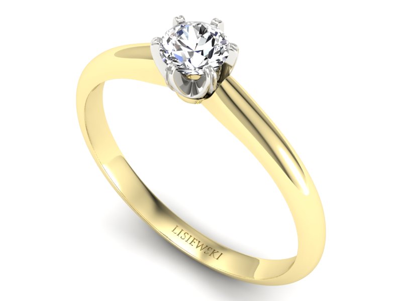 Pierścionek z brylantem z żółtego i białego złota - P16822zb - 3