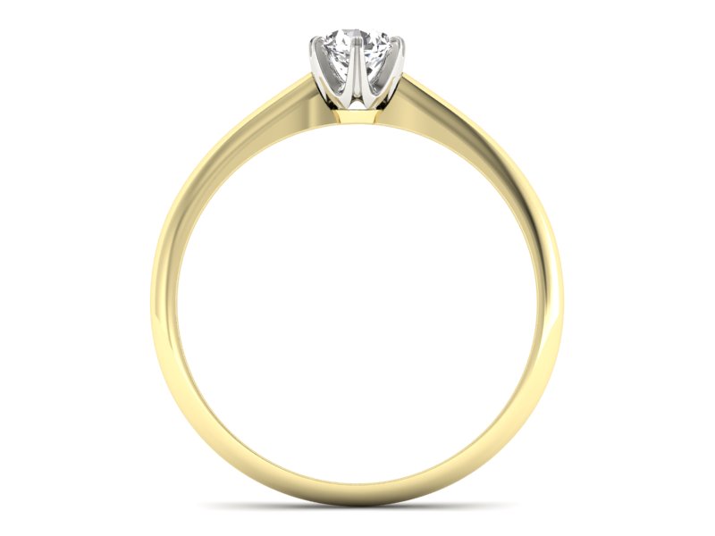 Pierścionek z brylantem z żółtego i białego złota - P16822zb - 2