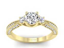 Pierścionek zaręczynowy z diamentami żółte złoto - p16840z