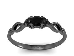 Złoty Pierścionek z czarnego złota z diamentami - P16907cz