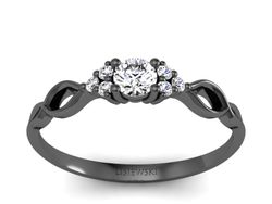Pierścionek zaręczynowy czarne złoto z diamentem - p16907czd