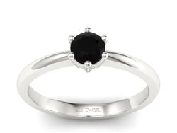 Pierścionek z czarnym diamentem białe złoto 585 - p16916bcd