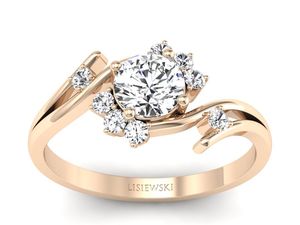 Złowy pierścionek z diamentami różowe złoto