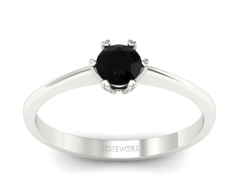 Złoty pierścionek z czarnym diamentem złoto 585 - p16918bcd - 1