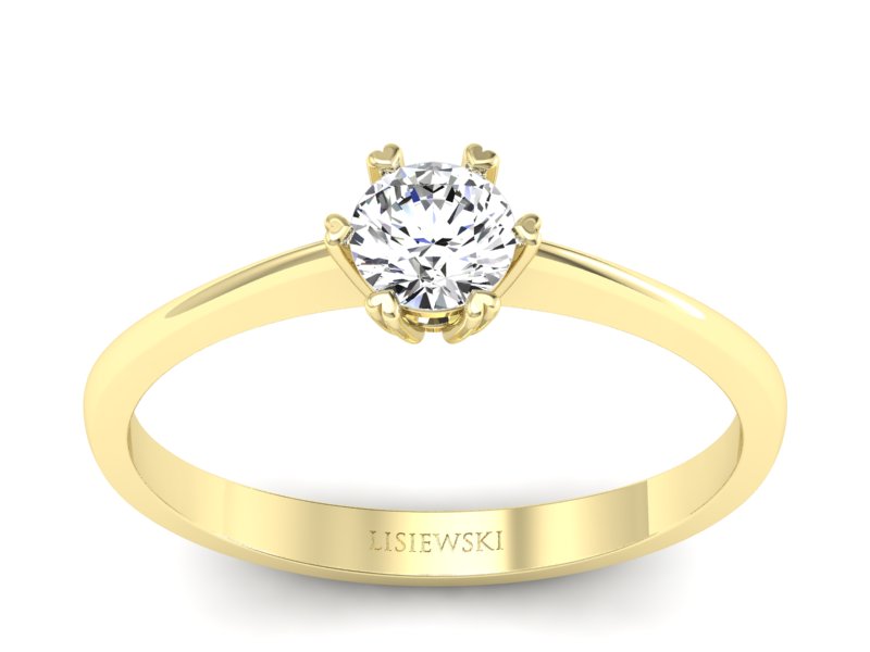 Pierścionek zaręczynowy z brylantem żółte złoto - p16918z - 1