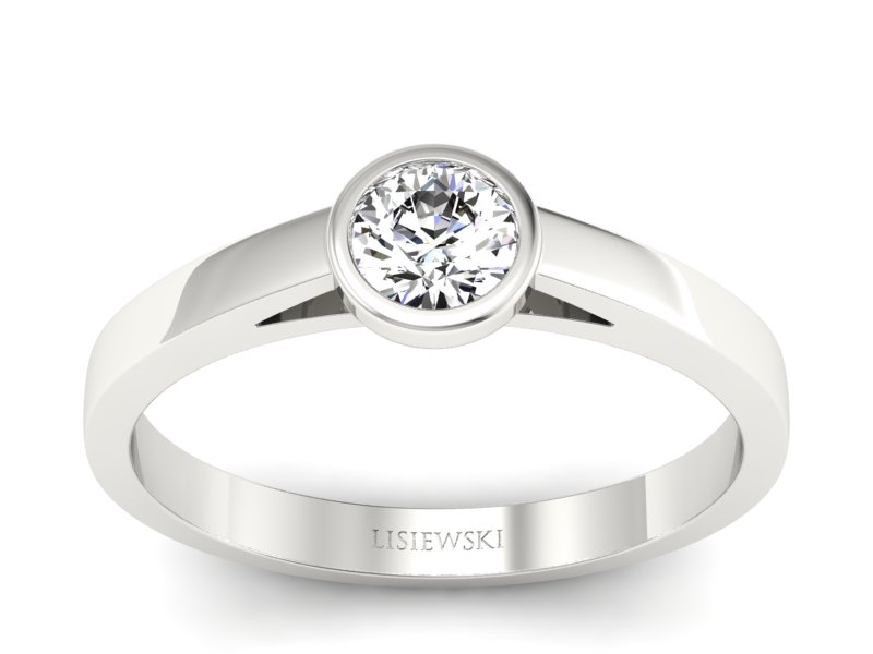 Złoty pierścionek z brylantem białe złoto - p16925b - 1