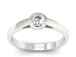 Złoty pierścionek z brylantem białe złoto - p16925b