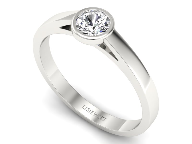 Złoty pierścionek z brylantem białe złoto - p16925b - 3