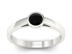 Pierścionek z czarnym diamentem białe złoto - p16925bcd