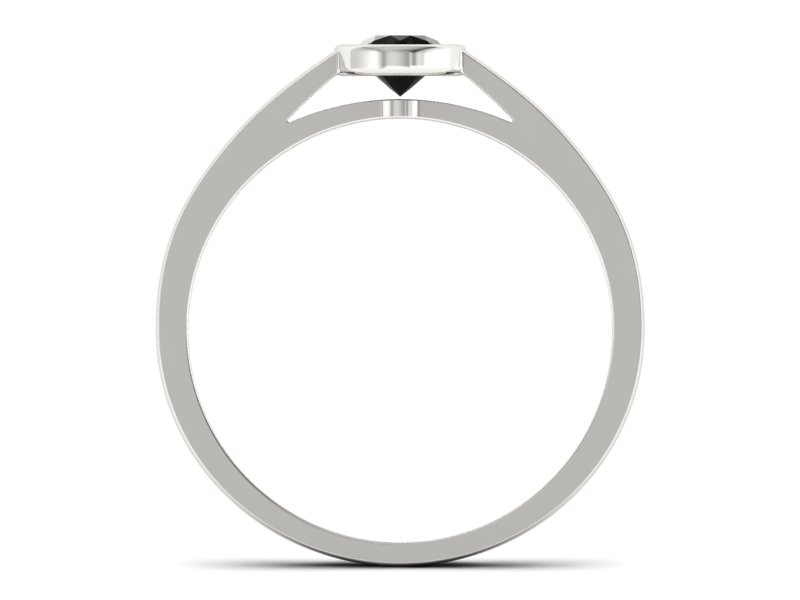 Pierścionek z czarnym diamentem białe złoto - p16925bcd - 2